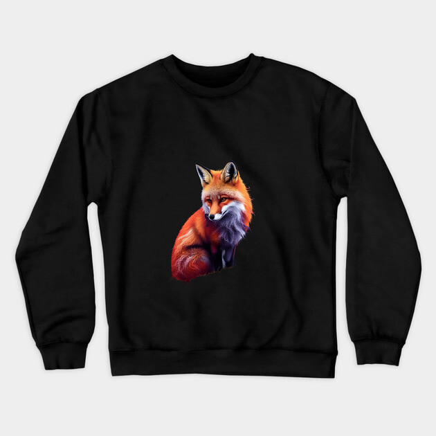 Fox with Vibrant Orange and White Fur Crewneck Sweatshirt by animegirlnft