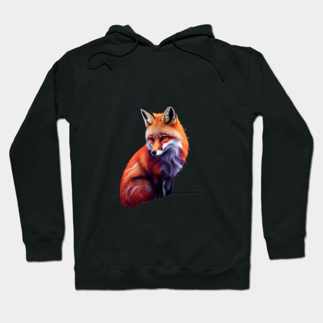 Fox with Vibrant Orange and White Fur Hoodie by animegirlnft