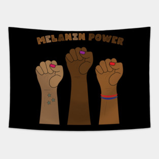 Melanin Power Raised Fists Tapestry