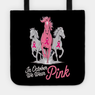 Pink Ribbon Horses Tote