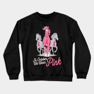 Pink Ribbon Horses Crewneck Sweatshirt
