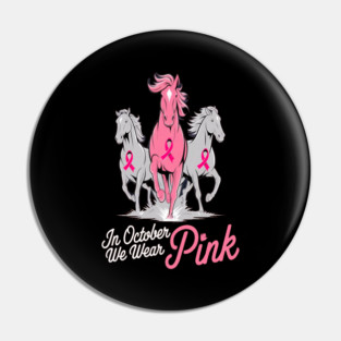 Pink Ribbon Horses Pin