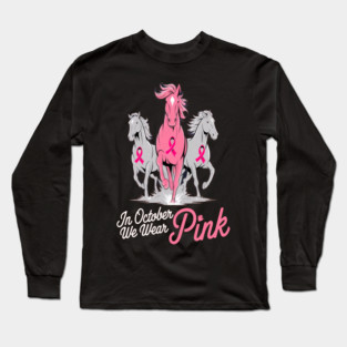 Pink Ribbon Horses Long Sleeve T-Shirt