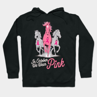 Pink Ribbon Horses Hoodie