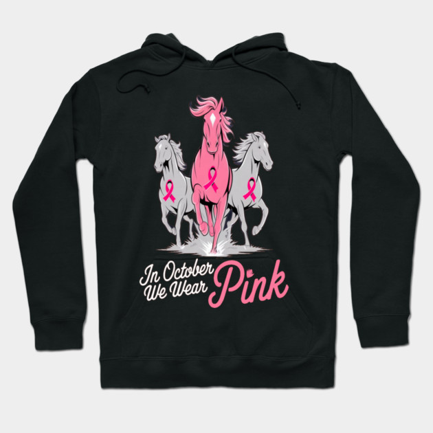 Pink Ribbon Horses Hoodie by BirdsnStuff