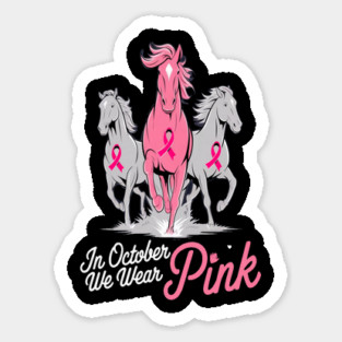 Pink Ribbon Horses Magnet