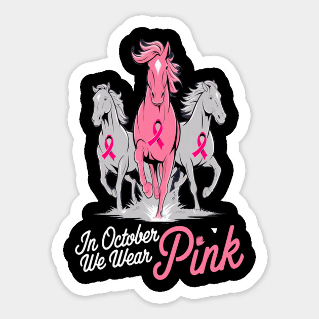 Pink Ribbon Horses Magnet by BirdsnStuff