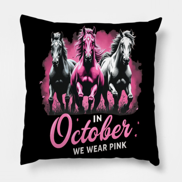 Horses for October Breast Cancer Pillow by BirdsnStuff