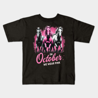 Horses for October Breast Cancer Kids T-Shirt