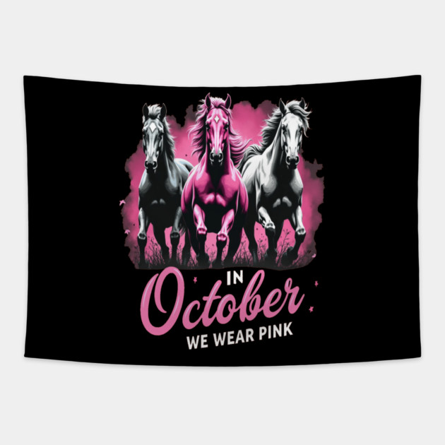Horses for October Breast Cancer Tapestry by BirdsnStuff