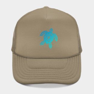 Boho Tiki Teal Sea Turtle with Bubbles Hat