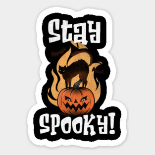 Stay Spooky: Black Cat and Jack-o'-Lantern Halloween Design Magnet