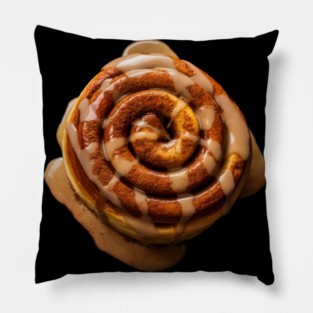 Freshly Baked Cinnamon Roll Drizzled with White Icing, Making it Look Sweet and Indulgent. Pillow