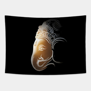 Stylized Artistic Gods, Representation Featuring an Elephant Head Tapestry