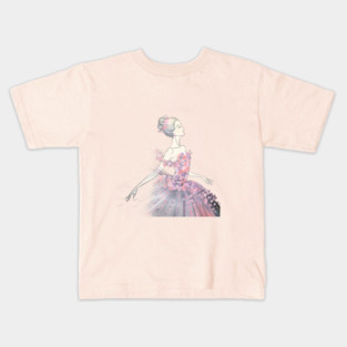 Girl Dress Appears to Be Made Up of Numerous Flowers, Creating a Gradient Fffect from the bodice down to the hem Kids T-Shirt