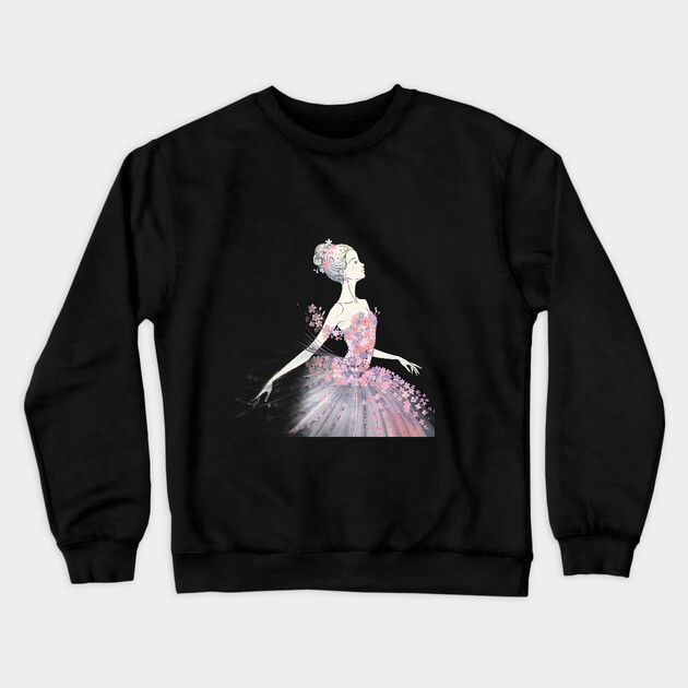 Girl Dress Appears to Be Made Up of Numerous Flowers, Creating a Gradient Fffect from the bodice down to the hem Crewneck Sweatshirt by animegirlnft