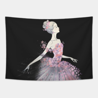 Girl Dress Appears to Be Made Up of Numerous Flowers, Creating a Gradient Fffect from the bodice down to the hem Tapestry