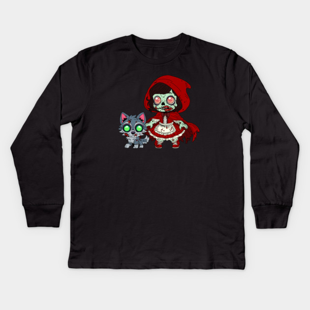 Zombie Red Riding Hood Kids Long Sleeve T-Shirt by H. R. Sinclair