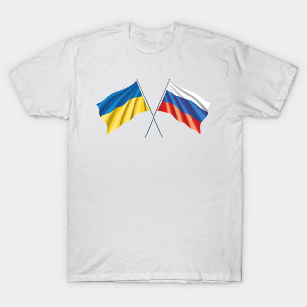 Ukrainian & Russian Flag, Stop the war in Ukraine and Russia. T-Shirt by elmanchour