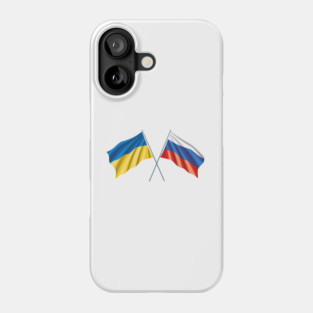 Ukrainian & Russian Flag, Stop the war in Ukraine and Russia. Phone Case