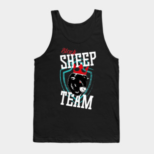 black sheep team slogan on black t-shirt Tank Top