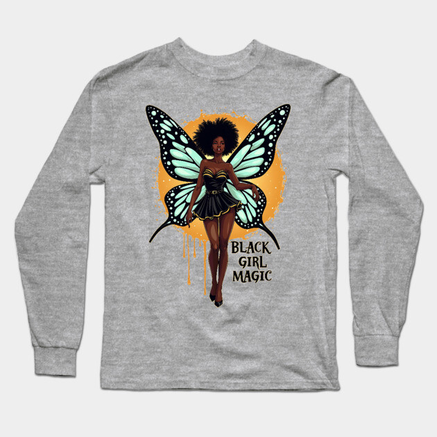 Black Girl Magic - Fairy Long Sleeve T-Shirt by UrbanLifeApparel