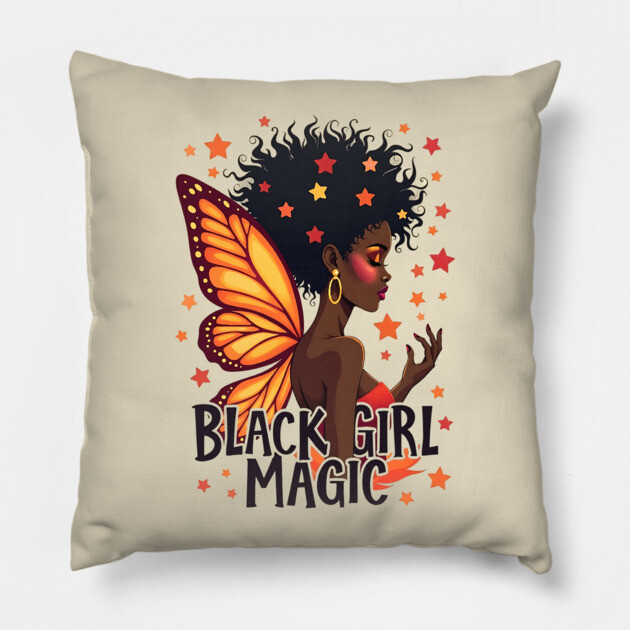 Black Girl Magic - Butterfly Pillow by UrbanLifeApparel