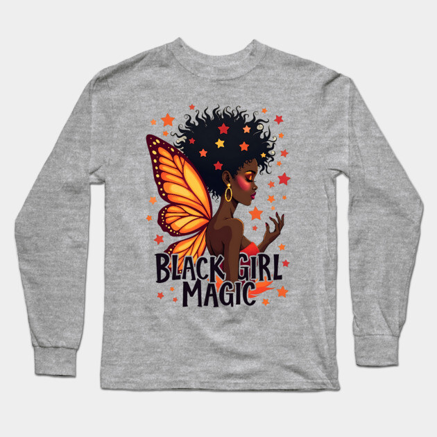 Black Girl Magic - Butterfly Long Sleeve T-Shirt by UrbanLifeApparel