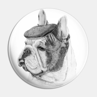 French bulldog with beret Pin