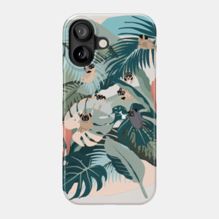 Pugs and Tropical Plants Phone Case