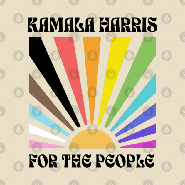Kamala Harris for the People Progress Pride Flag 2024 Vintage Retro Rainbow LGBTQIA by PUFFYP