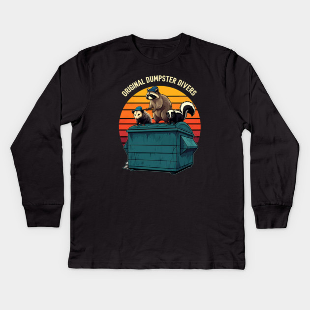 Original Dumpster Divers Kids Long Sleeve T-Shirt by Silly Me Studio