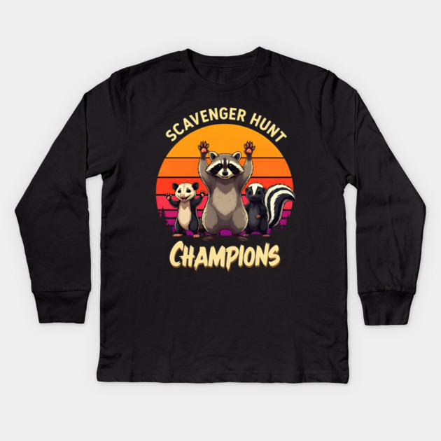 Scavenger Hunt Champions Kids Long Sleeve T-Shirt by Silly Me Studio