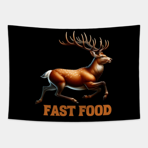 Deer Fast Food Tapestry by Silly Me Studio