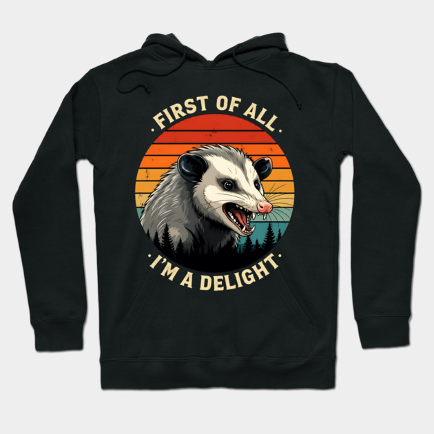 First of All I'm A Delight - Possum Hoodie by Silly Me Studio