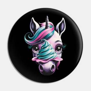 Unicorn with a Twisted horn and a Mane in Vibrant Pink and Turquoise Colors Blending Realistic  Colorful Elements Pin