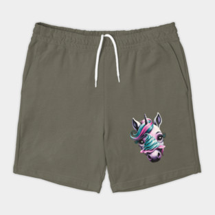 Unicorn with a Twisted horn and a Mane in Vibrant Pink and Turquoise Colors Blending Realistic  Colorful Elements Shorts