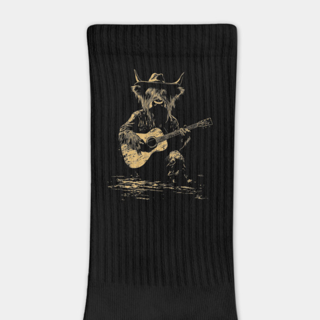 Highland Cow Play Guitar by JessArty