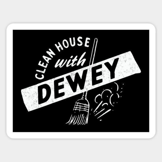 US Political History Campaign Button Clean House with Dewey Magnet by Yesteeyear