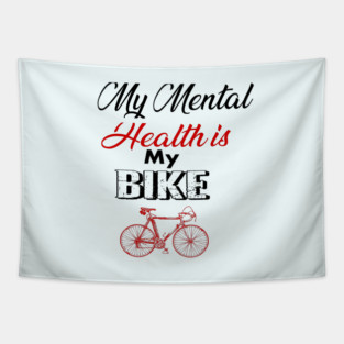 Vintage  my mental health is my bike, bicycle rider Tapestry