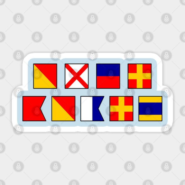 Nautical Flag Over Board International Maritime Signal Flags Sticker by Yesteeyear