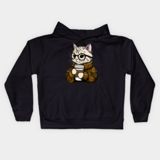 Sweater Weather Coffee Cat Kids Hoodie
