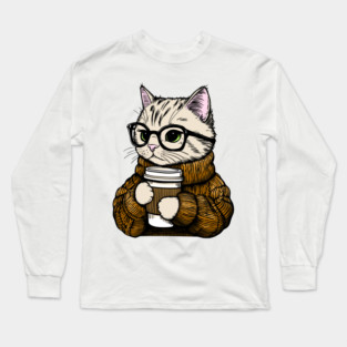 Sweater Weather Coffee Cat Long Sleeve T-Shirt