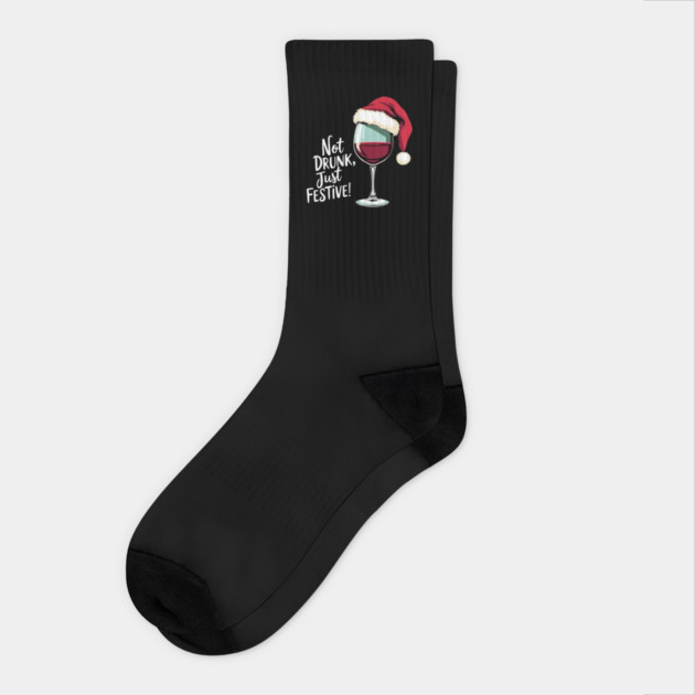 Not Drunk Just Festive Funny Christmas Sarcasm Socks by Anticorporati