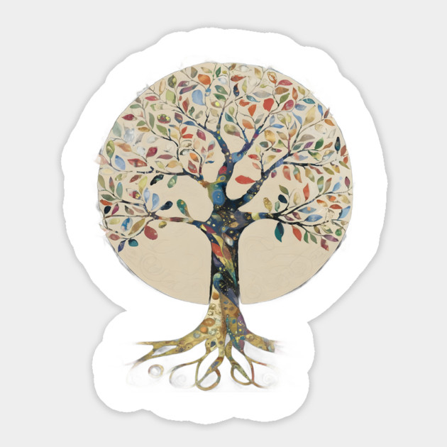 Stylized Tree with a Circular Canopy  Filled with Multicolored Leaves Magnet by animegirlnft