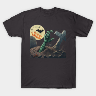 Zombie Hand: Halloween 2024, skeleton hand, Happy Halloween, Ghostly Hand Rising from the Dirt: Paranormal Halloween, Birthday & Anniversary Gift, Halloween Gift Ideas. T-Shirt