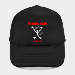 Purrl Jam White  Red Writing Hat