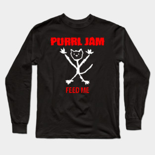 Purrl Jam White  Red Writing Long Sleeve T-Shirt