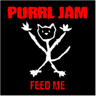 Purrl Jam White  Red Writing Posters and Art