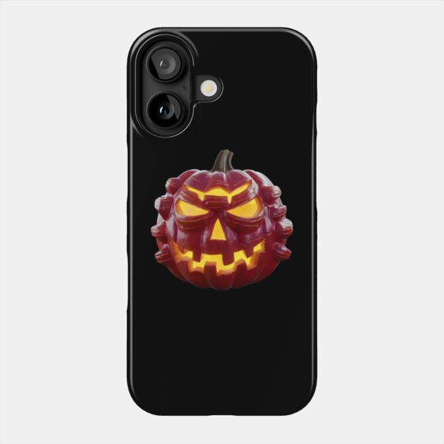 Pumpkin has a Menacing Expression with Angular Eyes and Mouth, Making it Perfect for Halloween or Horror Themes. Phone Case by animegirlnft